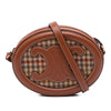 Celine Small Houndstooth Canvas and Calfskin Cuir Triomphe Oval Crossbody Secondhand