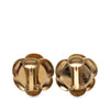 Secondhand Chanel CC Gold Plated Enamel Camellia Clip On Earrings