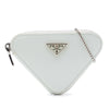 Prada Mini Brushed Leather Triangle Chain Pouch Secondhand