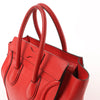 CELINE Luggage Micro Leather Handbag in Red Secondhand