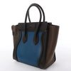 Celine Luggage Micro Leather Handbag in Blue x Black x Taupe Secondhand