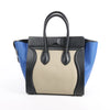 Celine Luggage Mini Leather Tri-Color Handbag in Blue x Beige x Black Secondhand