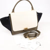 CELINE Trapeze Leather x Suede 2Way Handbag in Beige x Black, Khaki Secondhand