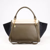 CELINE Trapeze Leather x Suede 2Way Handbag in Beige x Black, Khaki Secondhand