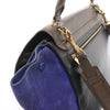 CELINE Trapeze Leather x Suede 2Way Handbag in Brown x Navy Blue x Black Secondhand