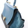 Secondhand CELINE Trapeze Leather x Suede 2Way Handbag in Blue x Black