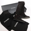 Chanel Coco Mark Chain 15B Suede Long Boots in Black G31295, Size 36 EU Secondhand