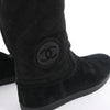 Chanel Coco Mark Matelasse Suede 2WAY Fur Mouton Boots in Black IG26557, Size 38 EU Secondhand