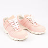 CHANEL Pink Canvas And White Leather CC Lace Up Sneakers, Size 38.5 EU Secondhand