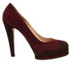 Chanel Burgundy/Brown Suede CC Cap Toe Platform Heel Pumps, Size 40.5 EU Secondhand