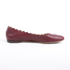 Chloe Leather Scalloped Ballet Flats in Burgundy, Size 38 Secondhand