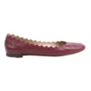 Chloe Leather Scalloped Ballet Flats in Burgundy, Size 38 Secondhand