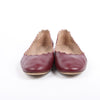 Chloe Leather Scalloped Ballet Flats in Burgundy, Size 38 Secondhand