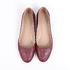 Chloe Leather Scalloped Ballet Flats in Burgundy, Size 38 Secondhand