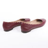 Chloe Leather Scalloped Ballet Flats in Burgundy, Size 38 Secondhand