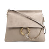Chloe Faye Suede x Leather Shoulder bag in Greige Secondhand