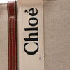 CHLOE Woody Medium Canvas & Leather Tote Shoulder bag in Brown Secondhand