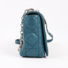 Dior Caro Leather Chain Shoulder Bag in Blue Secondhand