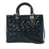 Dior Lady Dior Large Cannage Patent Leather 2Way Handbag in Green Secondhand