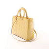Dior Lady Dior Patent Leather Cannage Large 2Way Handbag in Yellow Secondhand