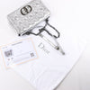 Dior Caro Leather Chain Shoulder Bag in Metallic Silver Secondhand