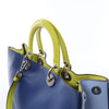 Dior Diorissimo Leather Large 2Way Handbag in Navy Blue x Yellow Secondhand