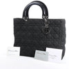 Dior Lady Dior Large Denim Cannage Large Handbag in Black Secondhand