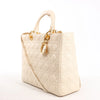 Secondhand Dior Lady Dior Leather Cannage Large Handbag in Beige