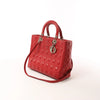 Dior Lady Dior Leather Cannage Large 2Way Handbag in Red Secondhand