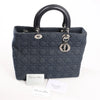 Dior Lady Dior Dennim x Leather Cannage Large Handbag in Navy Blue Secondhand