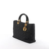 Dior Lady Dior Large Cannage Nylon x Patent Leather 2Way Handbag in Black Secondhand