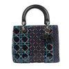 Dior Lady Dior Sequins Medium Handbag in Navy Blue Secondhand