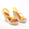 Christian Louboutin MAFALDINA ZEPPA Patent Leather Spike Studs Wedge Sole Espadrilles Sandals in Yellow, Size 39 EU Secondhand