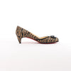 Secondhand Christian Louboutin Tiger Print Raffia Bow Heels in Brown x Black, Size 39 EU