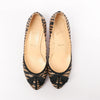 Secondhand Christian Louboutin Tiger Print Raffia Bow Heels in Brown x Black, Size 39 EU