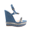 Christian Louboutin Katacrow Denim Wedge Sole Sandals in Blue, Size 38 EU Secondhand
