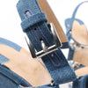 Christian Louboutin Katacrow Denim Wedge Sole Sandals in Blue, Size 38 EU Secondhand