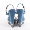 Christian Louboutin Katacrow Denim Wedge Sole Sandals in Blue, Size 38 EU Secondhand