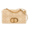 Dior Caro Raffia x Leather Medium Shoulder Bag in Beige Secondhand