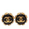 Chanel CC Gold Plated and Resin Round Clip On Earrings Secondhand