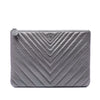 Chanel Medium Chevron Metallic Calfskin O Case Clutch Secondhand