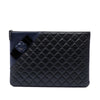 Chanel Large Quilted Lambskin Camellia O Case Clutch Secondhand