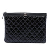 Chanel Medium Quilted Crinkled Patent Boy O Case Clutch Secondhand