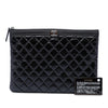 Chanel Medium Quilted Crinkled Patent Boy O Case Clutch Secondhand