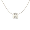 Secondhand Hermès Palladium Plated Enamel Cage dH Cube Necklace