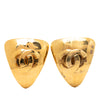 Chanel CC Gold Plated Triangular Clip On Earrings Secondhand