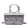 Chanel Mini Quilted Metallic Crumpled Calfskin Ring Top Handle Flap Secondhand