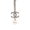 Secondhand Chanel Brass Faux Pearl and Strass Twisted CC Pendant Necklace
