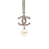 Secondhand Chanel Brass Faux Pearl and Strass Twisted CC Pendant Necklace