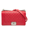 Chanel Old Medium Quilted Perforated Lambskin Boy Flap Secondhand
